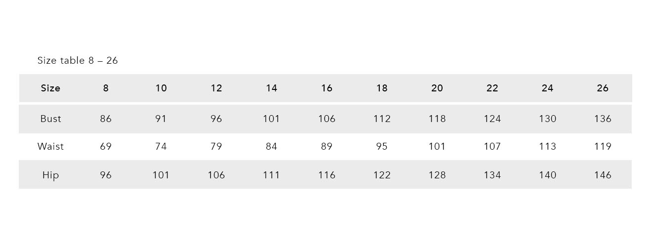 Wish Size Chart