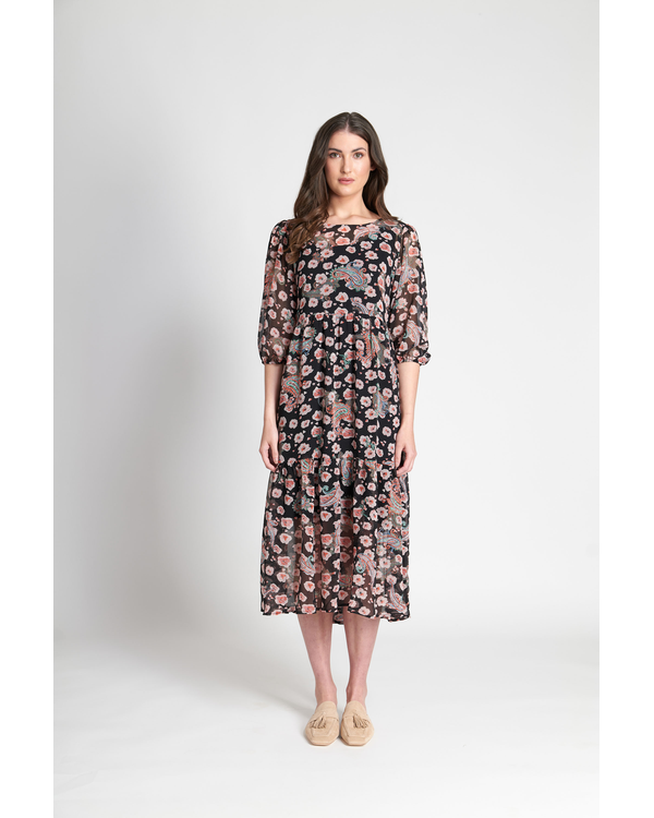 MEMO TIERED TIE BACK DRESS