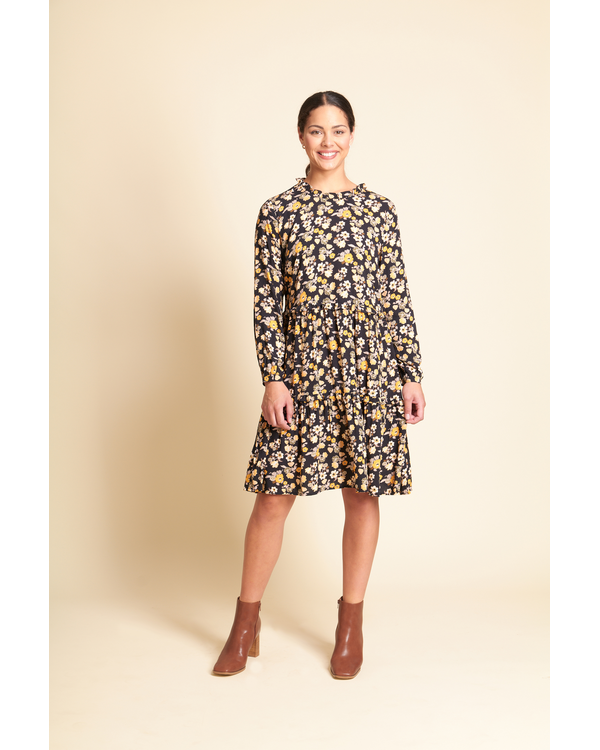 FOIL RUFFLE DRESS