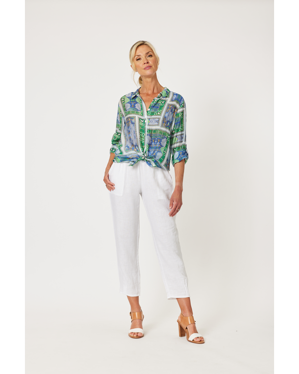 GORDON SMITH RIBBED WAIST LINEN PANT