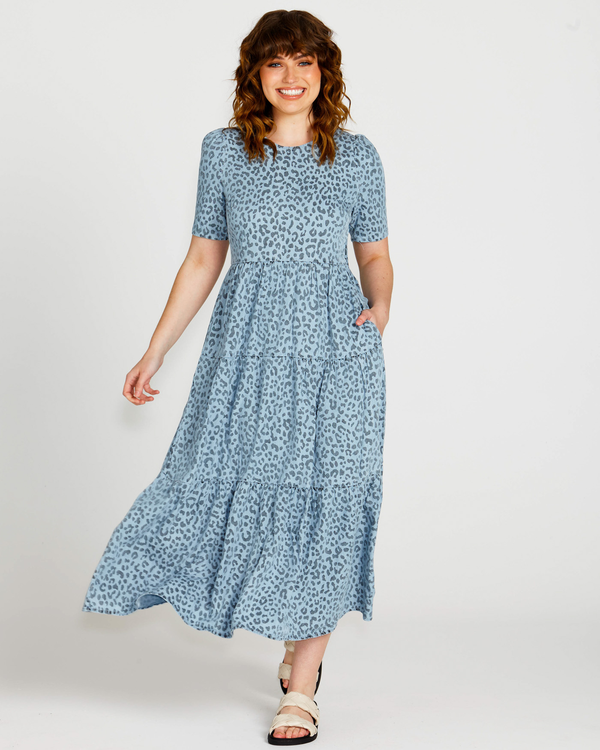 SASS ZAHLIA TIERED MIDI DRESS