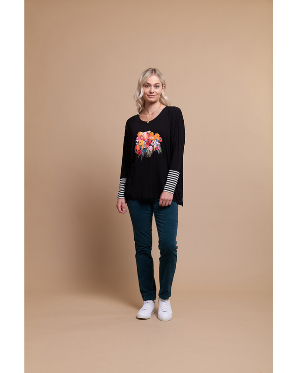 FOIL BLOCKED STRIPE TOP