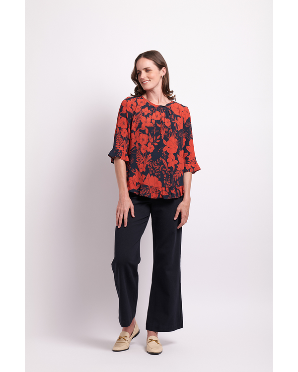 FOIL SCOOP HEM TOP