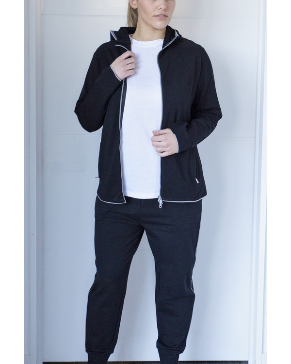 WHITE ON BLACK PIPED JACKET