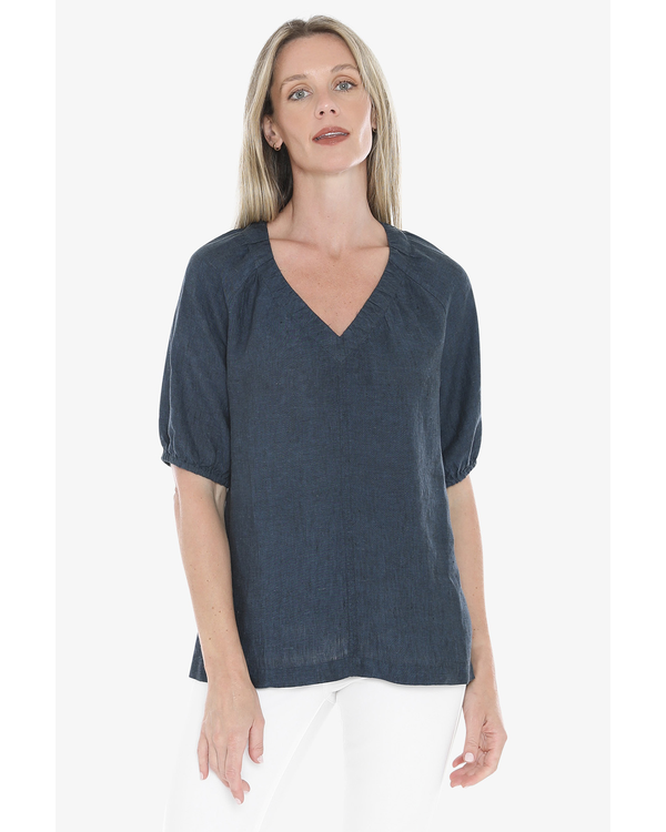 JUMP GATHER V NECK TOP