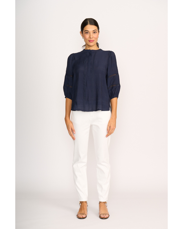 OH THREE CHECK LACE BLOUSE
