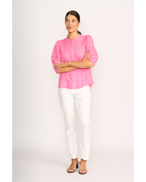 OH THREE CHECK LACE BLOUSE