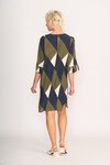 FOIL FLUTED SLEEVE SHIFT DRESS