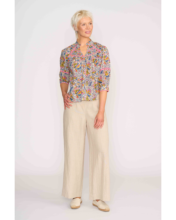 FOIL TRIM INSERT BLOUSE