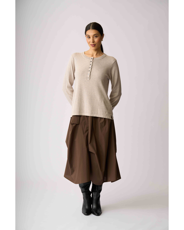 OH THREE HENLEY SWEATER