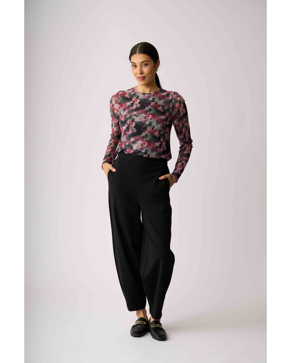 FOIL MESH CREW NECK TOP