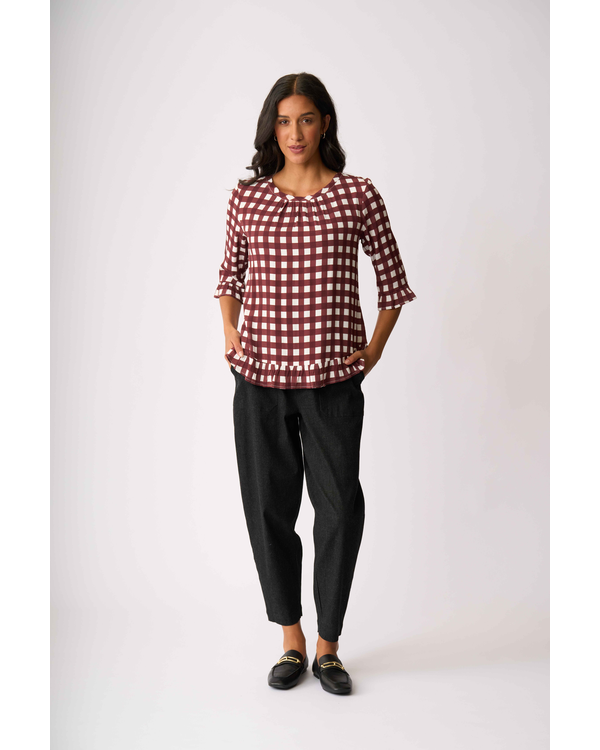 FOIL SCOOP HEM TOP