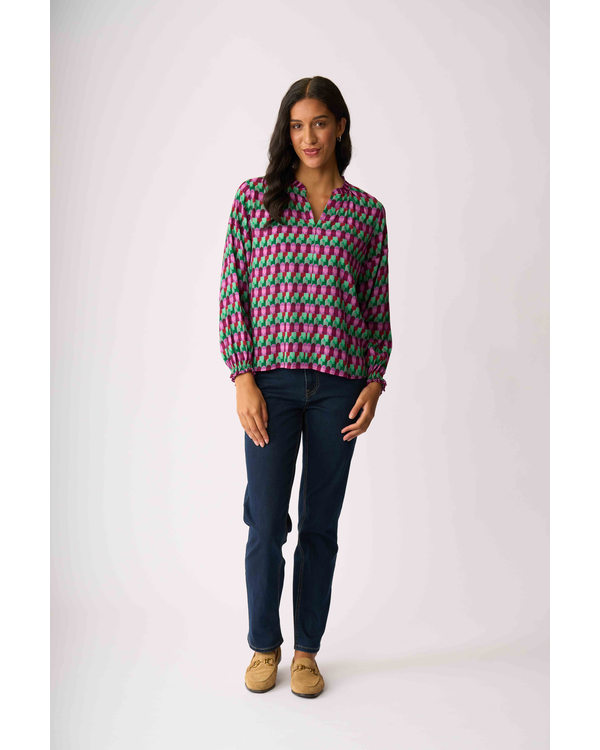 FOIL ELASTIC CUFF BLOUSE