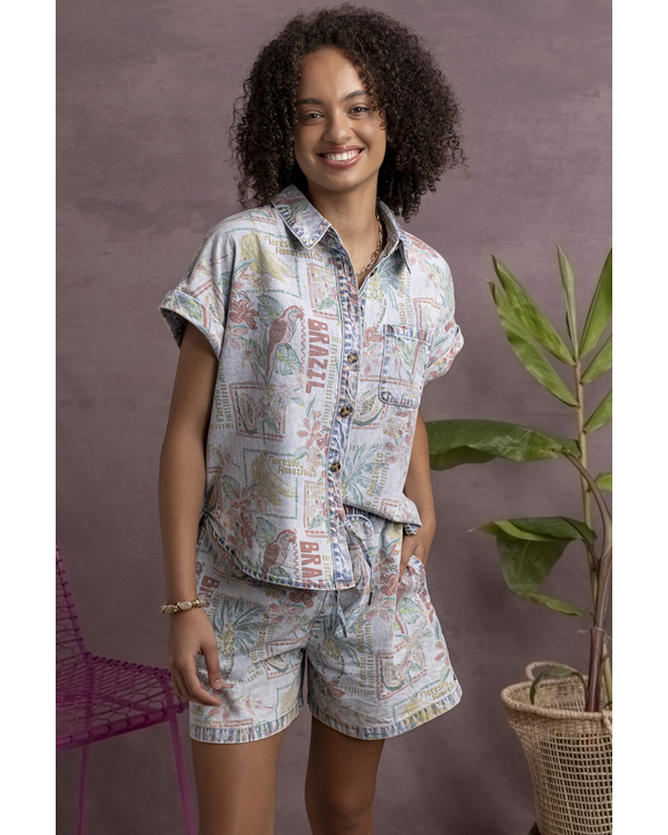 ELM JADE PRINT DENIM SHIRT