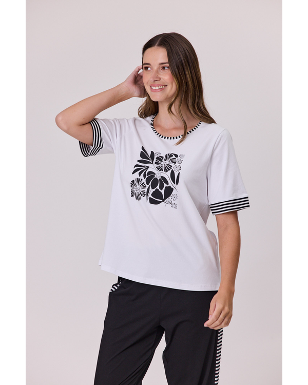 DEMOCRACY STRIPE TRIM TEE