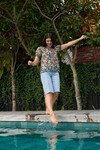 MEMO PANEL DENIM SHORTS