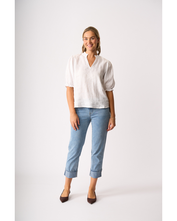 FOIL RUFFLE UP TOP