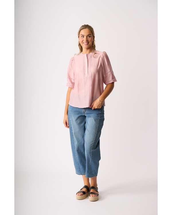 OH THREE CHECK LACE BLOUSE
