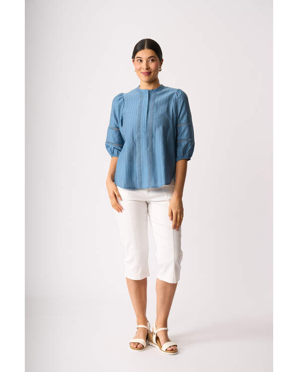 OH THREE CHECK LACE BLOUSE