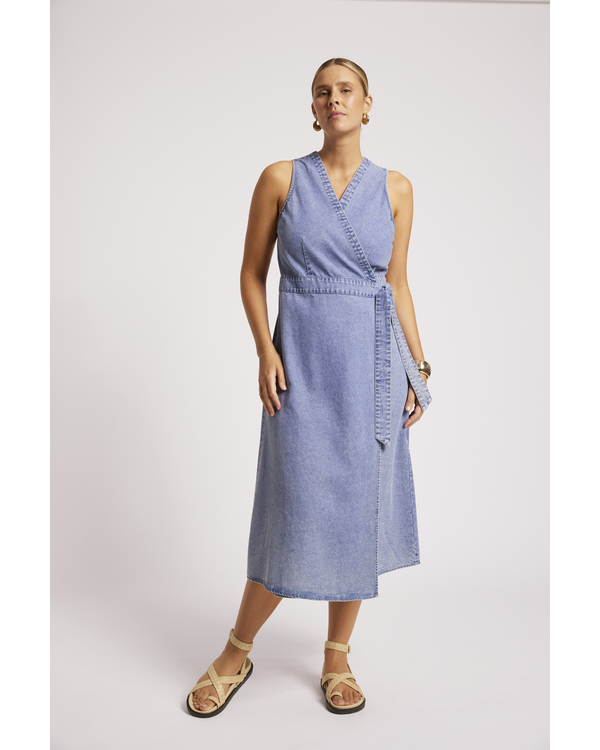 EB+IVE DUSK DENIM WRAP DRESS