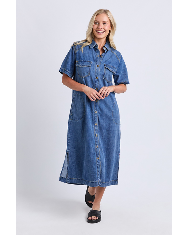 ELM AYLA DENIM MIDI DRESS