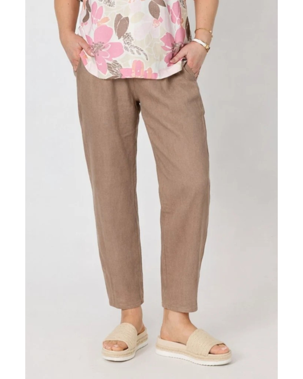 GORDON SMITH RIBBED WAIST LINEN PANT