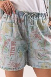 ELM JADE PRINTED DENIM SHORTS